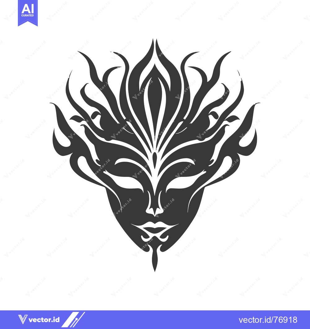 Premium Vector of Stylized Black and White Face with Floral Hair