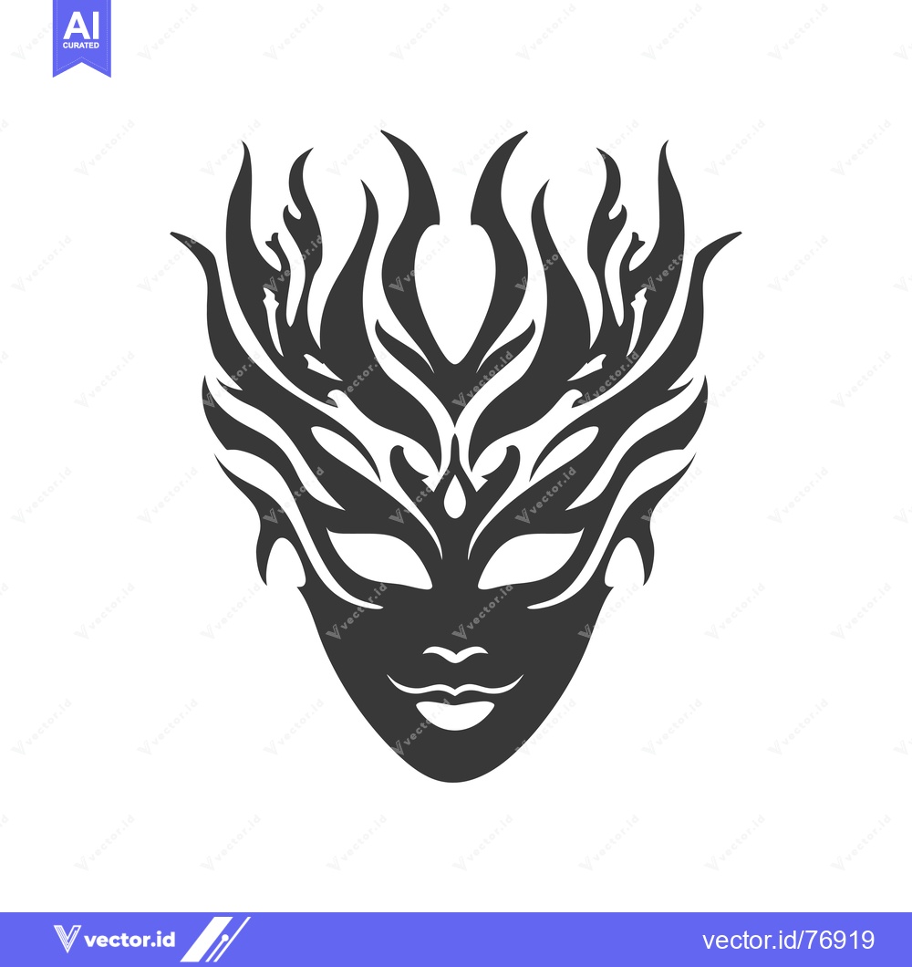 Premium Vector of Black and White Ornate Mask with Flamed Design