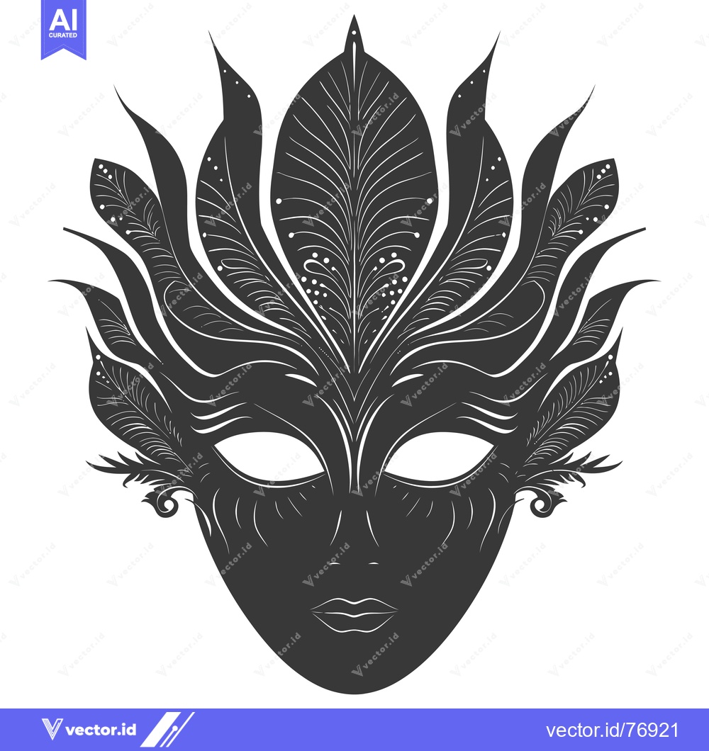 Premium Vector of Ornate Black and White Mask with Intricate Floral Designs