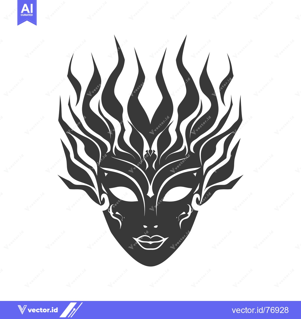 Premium Vector of Black and White Mask with Ornamental Flames