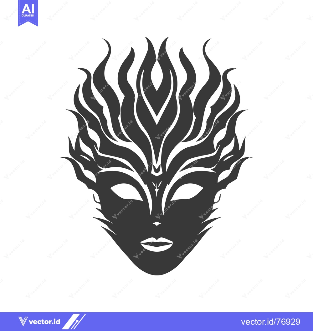 Premium Vector dari A stylized black and white illustration of a woman's face with flames