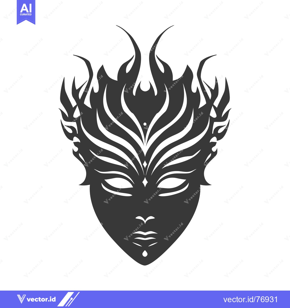 Premium Vector dari Black and White Abstract Illustration of a Face with Flames