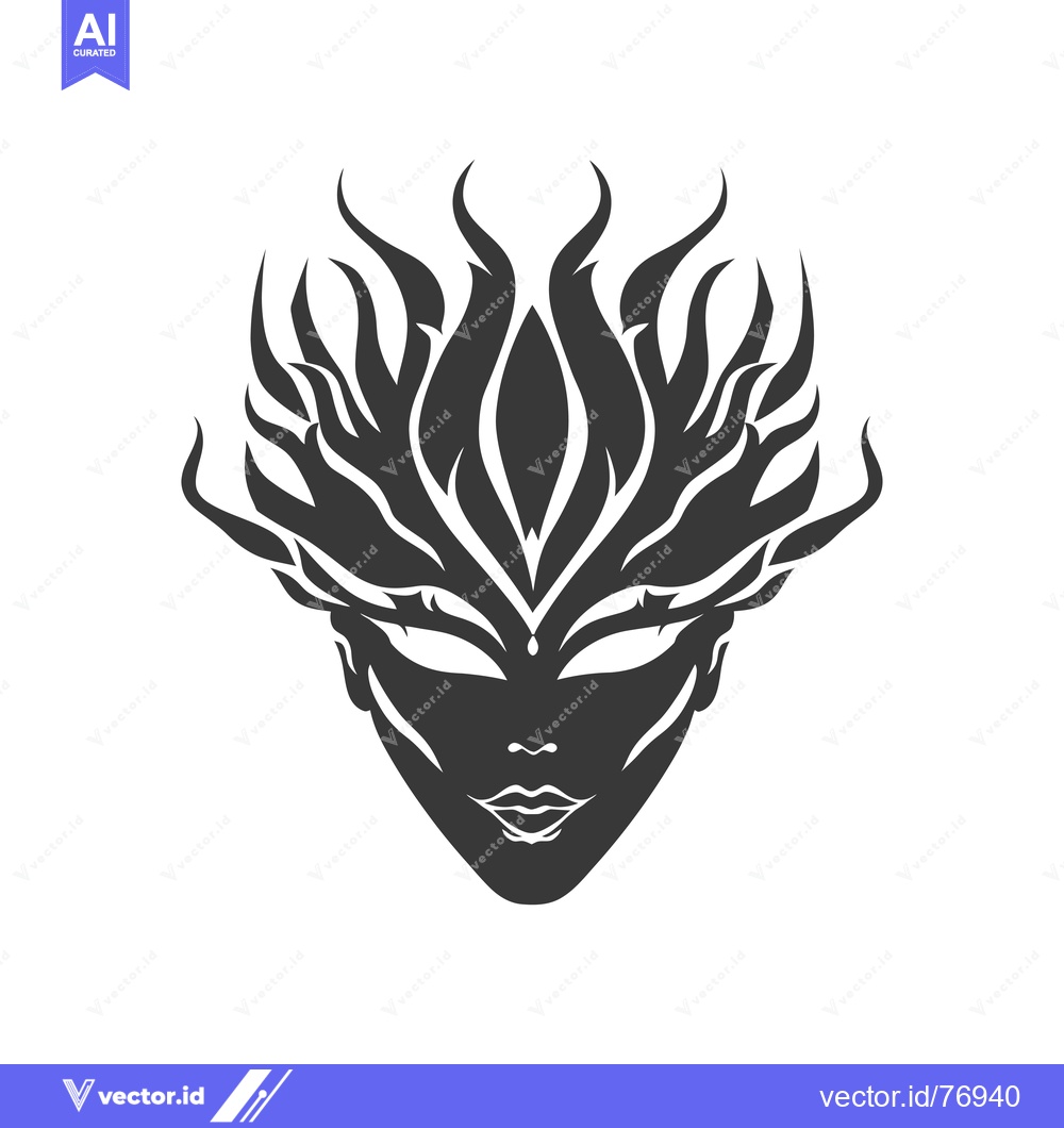 Premium Vector dari Abstract black and white illustration of a woman's face with a floral