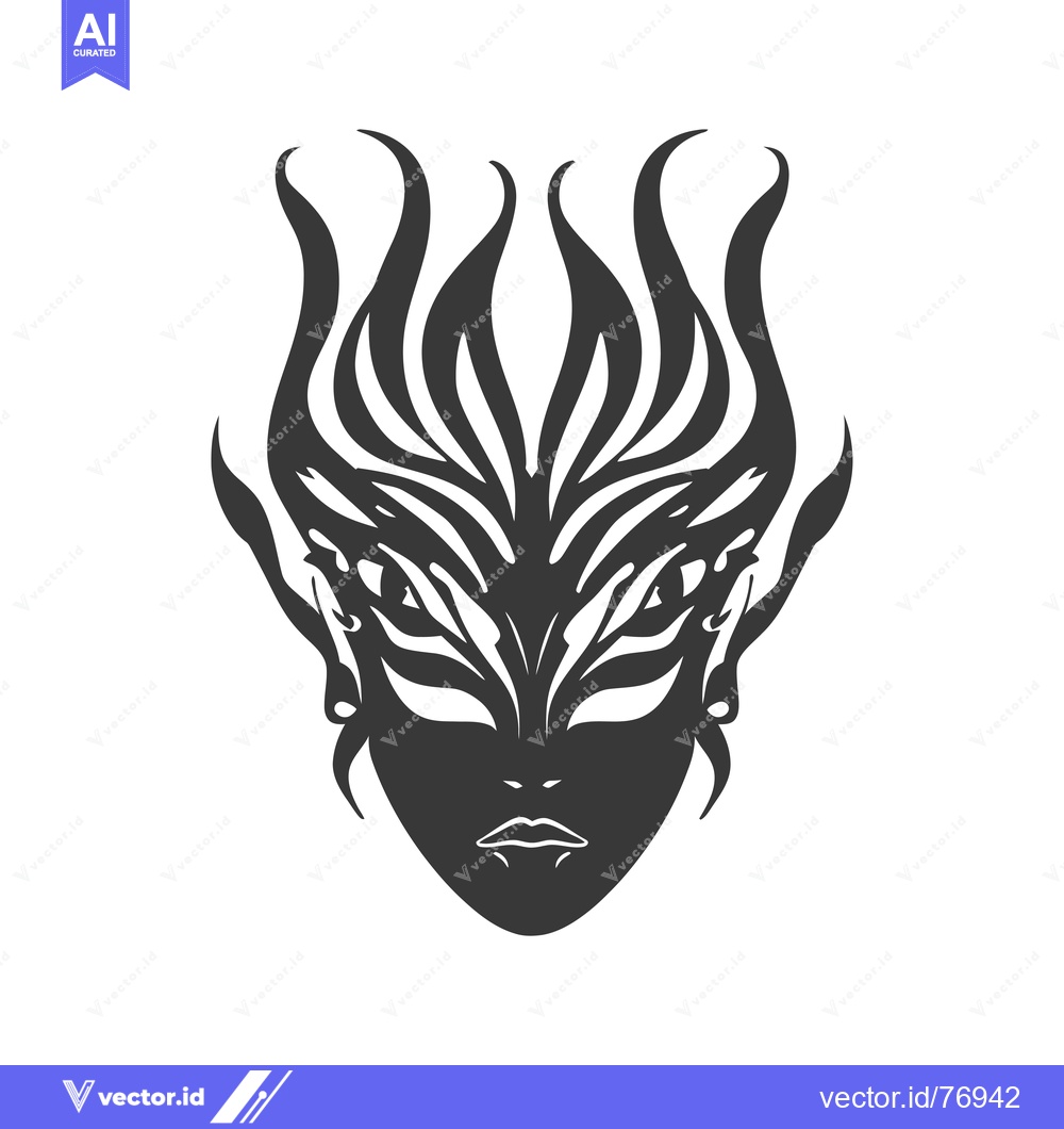 Premium Vector of Stylized Black and White Illustration of a Woman's Face with Elaborate
