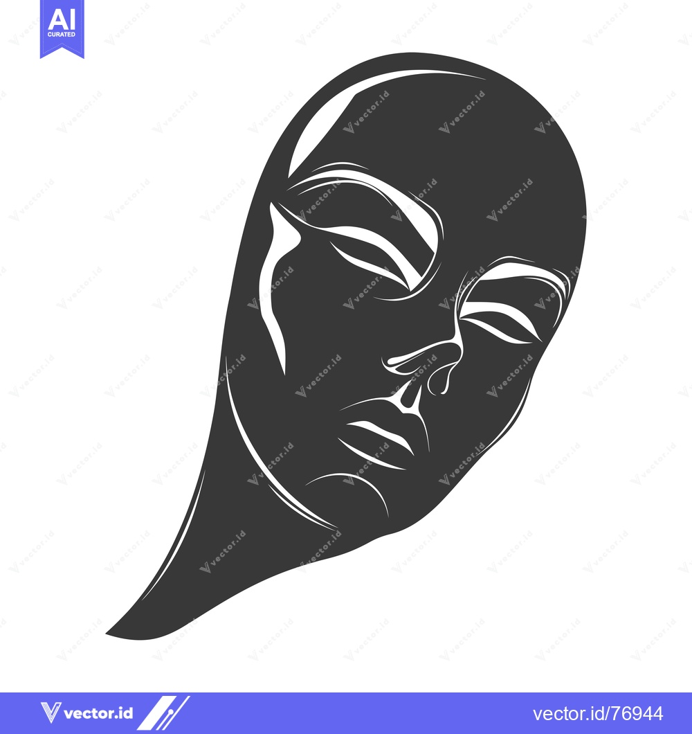 Premium Vector of Stylized Black and White Illustration of a Human Face with Closed Eyes