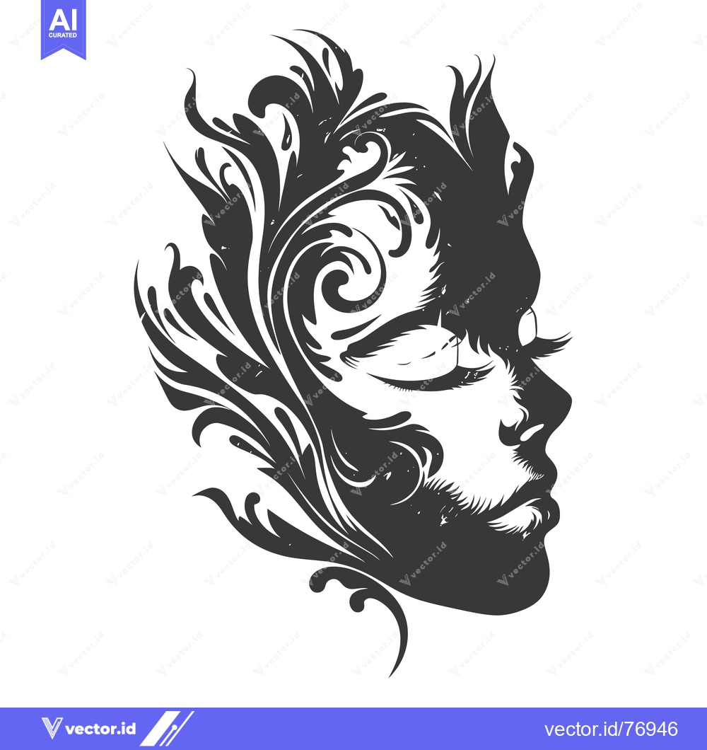 Premium Vector dari Woman's Face Surrounded by Ornate Floral Design