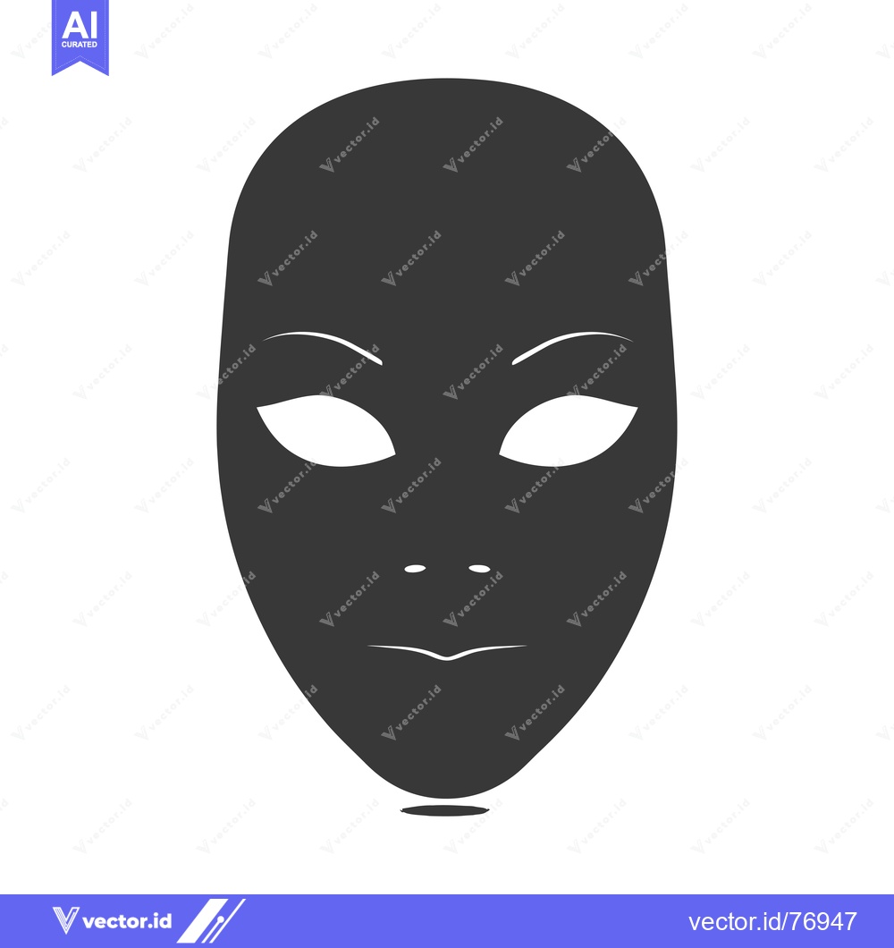 Premium Vector dari A Black and White Silhouette of a Mask with White Eyes and Mouth