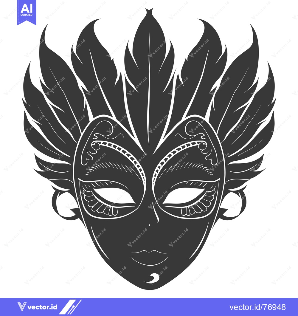 Premium Vector of Feathered masquerade mask with intricate details