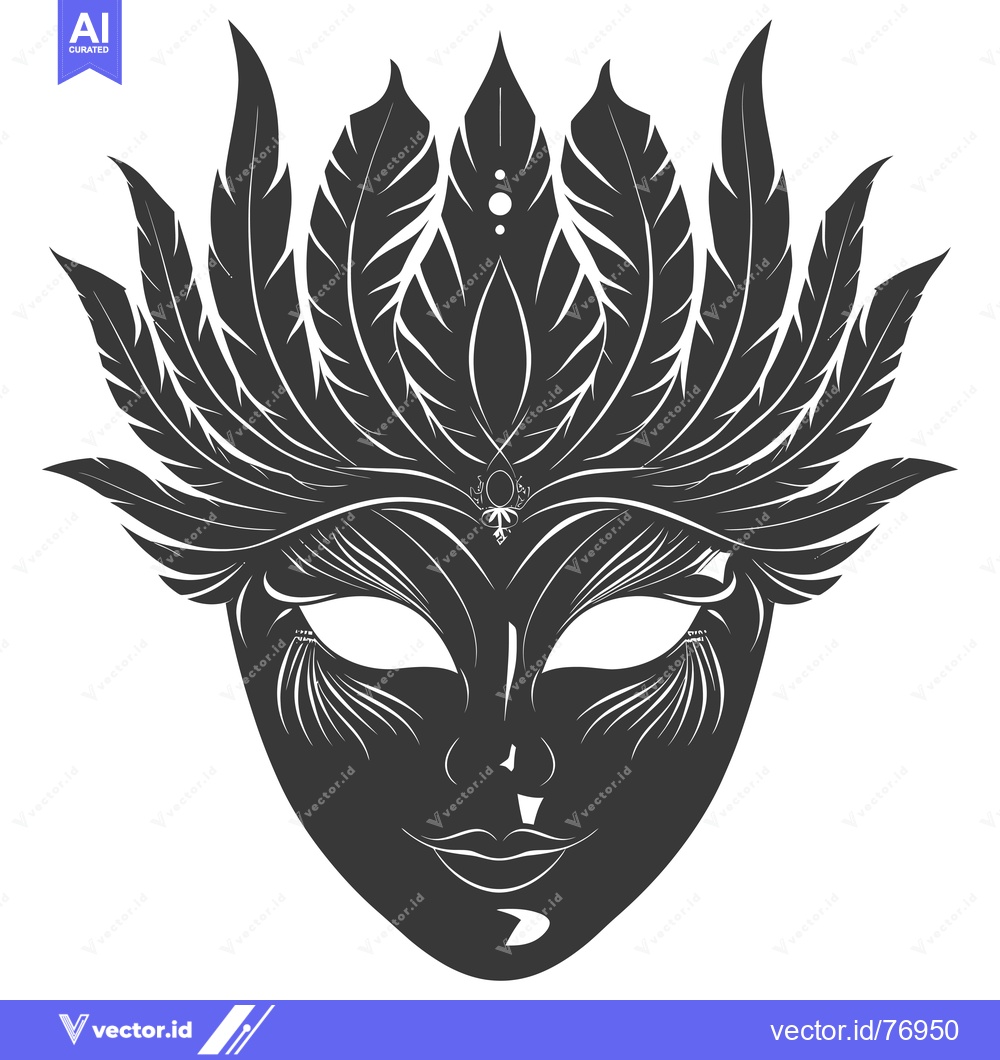Premium Vector dari A Detailed Black And White Mask with Ornamental Feathers