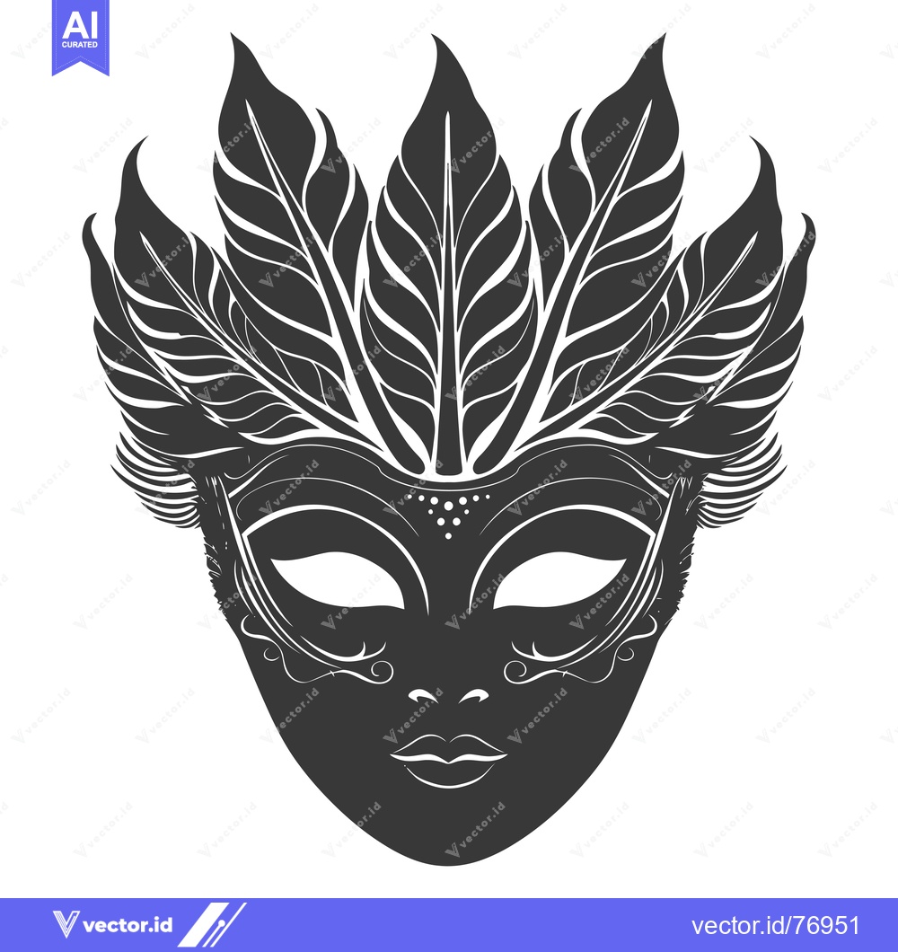 Premium Vector dari A stylized black and white illustration of a masquerade mask with orna