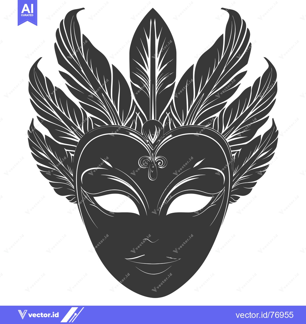 Premium Vector of Ornate Black and White Venetian Carnival Mask