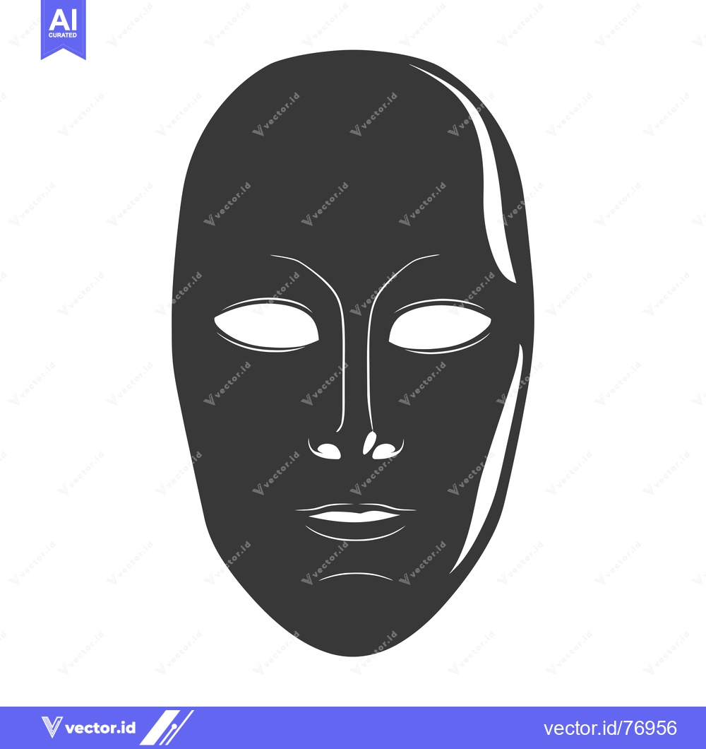 Premium Vector of Black and White Illustration of a Human Mask