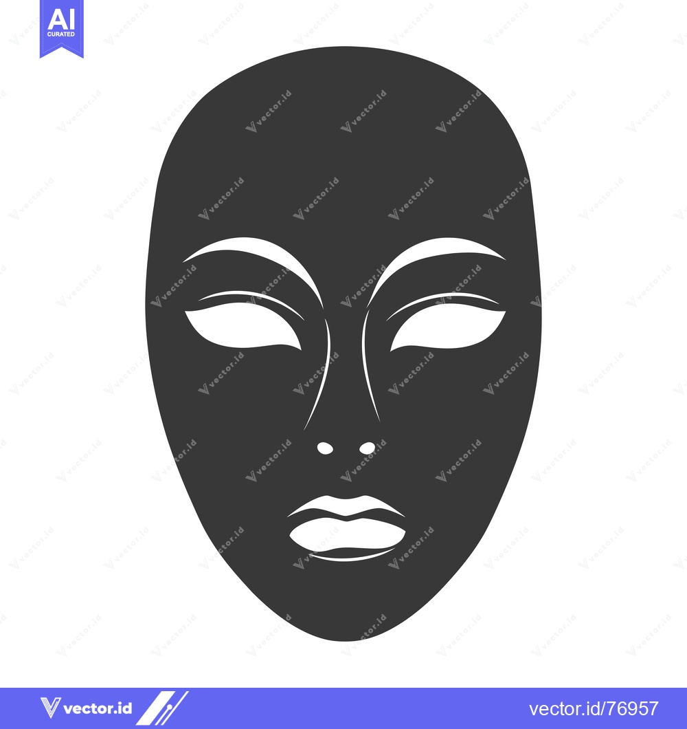 Premium Vector dari A Simple Black and White Outline of a Mask