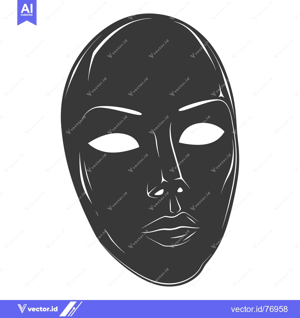 Premium Vector dari Black and White Illustration of a Mask Covering the Face