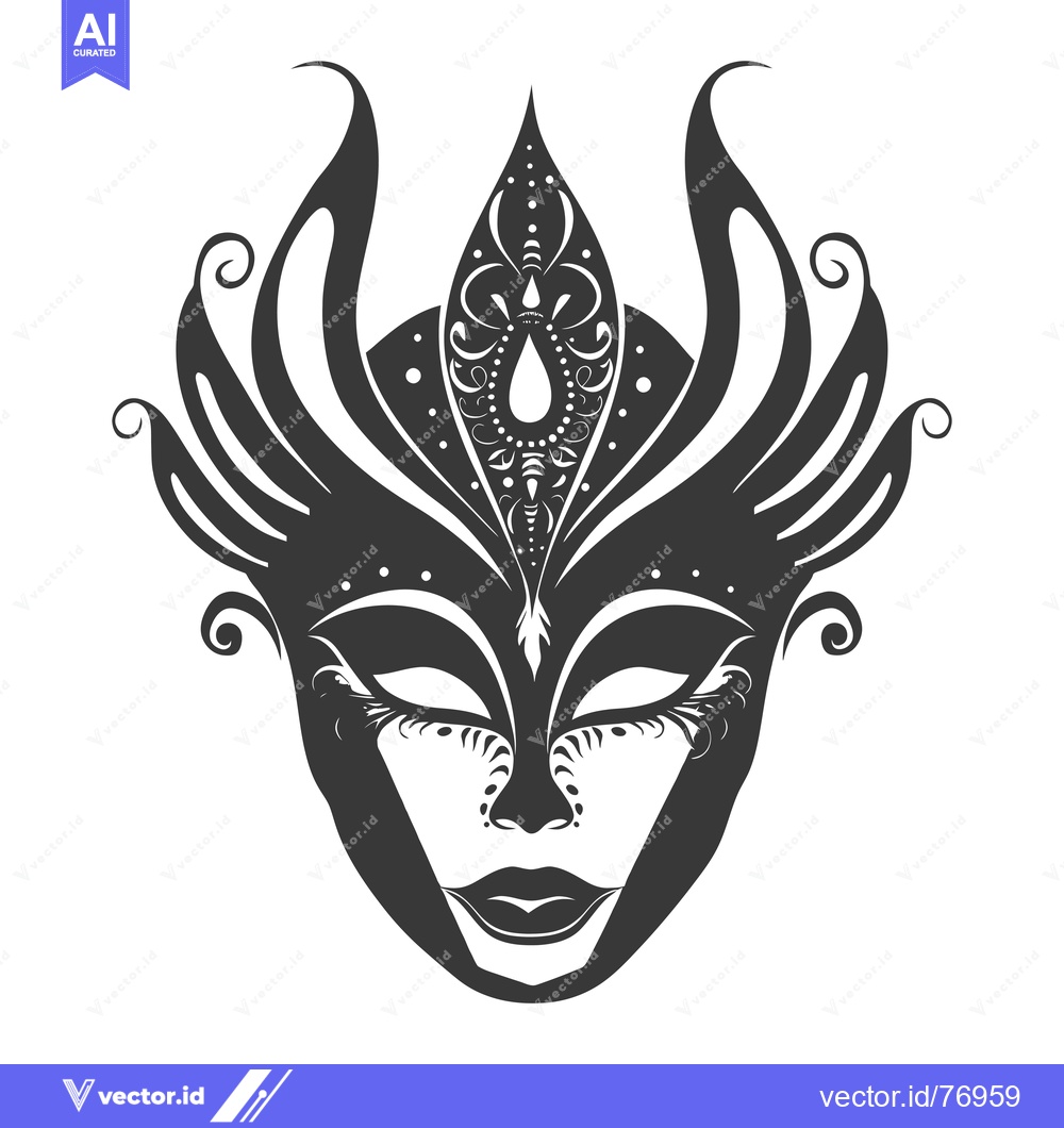 Premium Vector dari Ornate Black and White Venetian Carnival Mask
