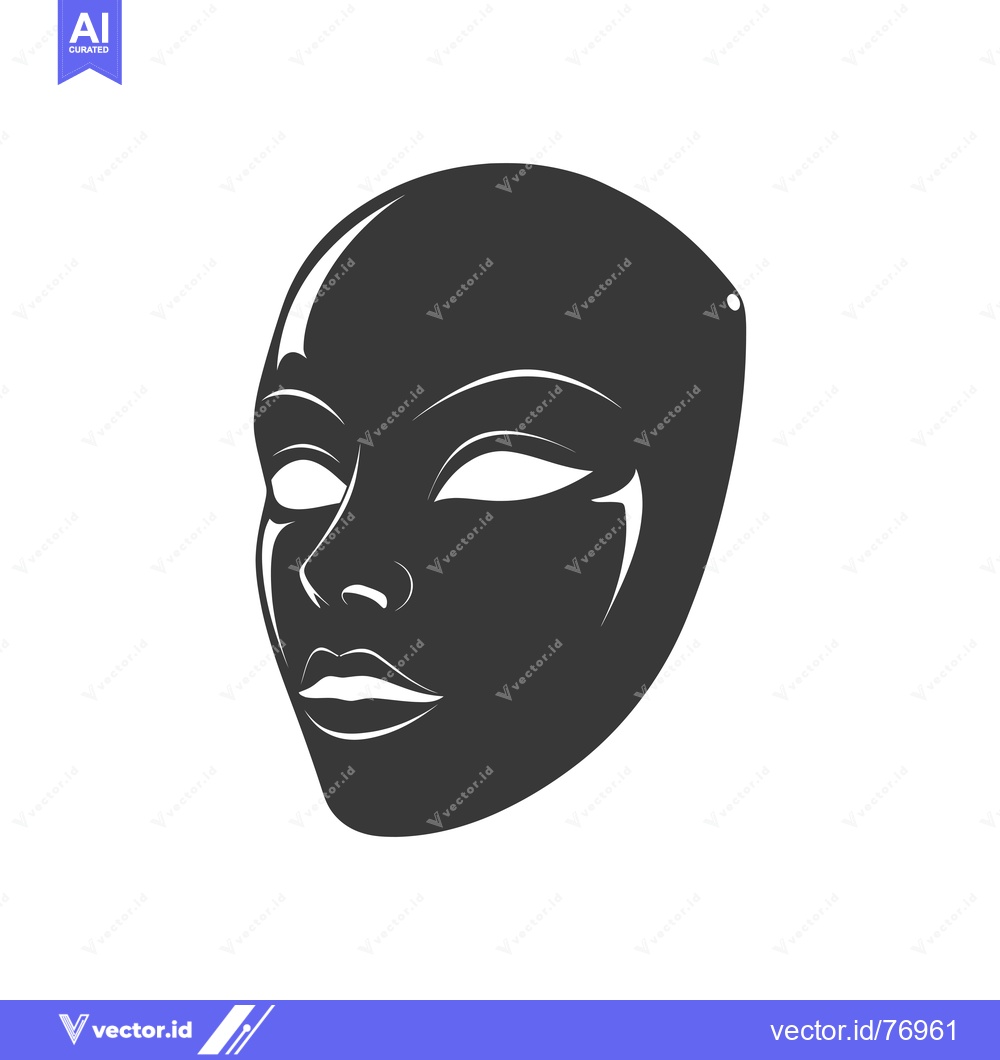 Premium Vector of A Black and White Silhouette of a Woman's Face Mask