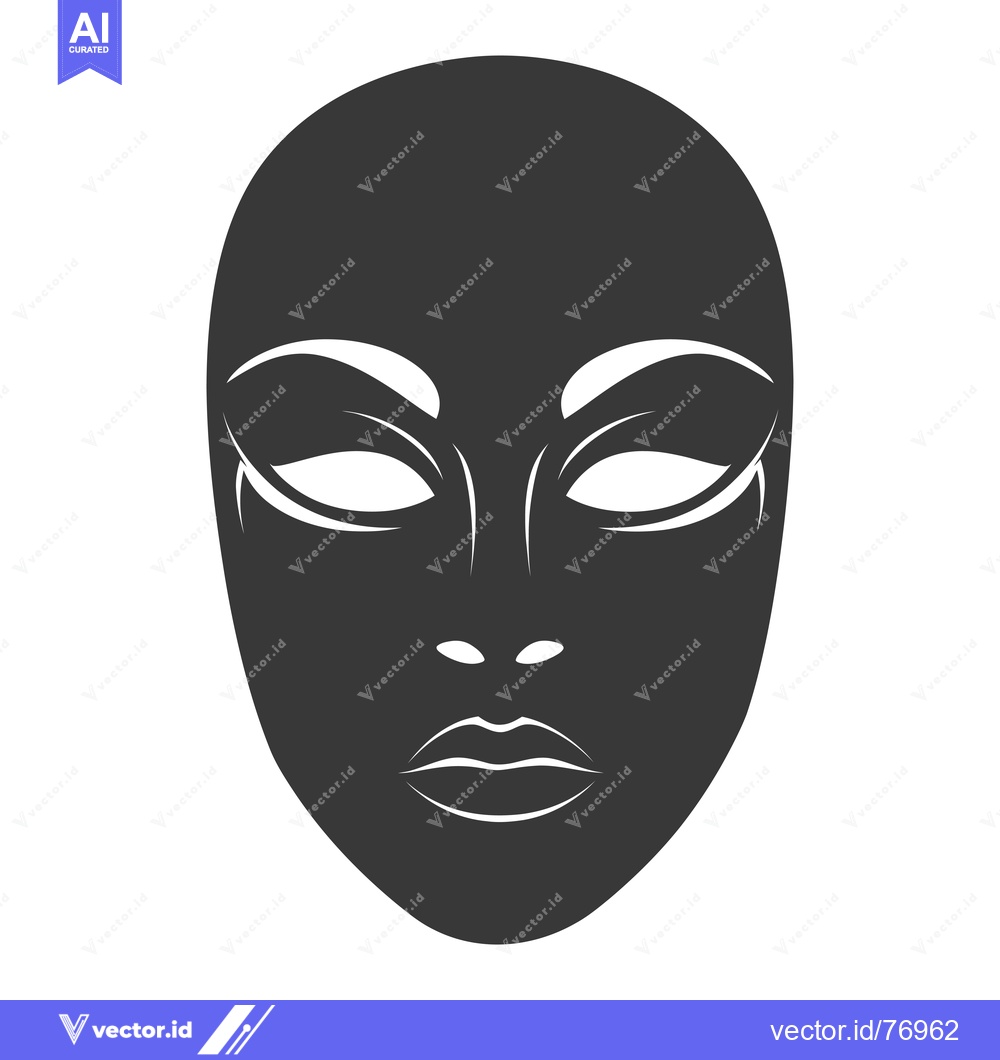 Premium Vector dari Black and White Silhouetted Mask with Facial Features