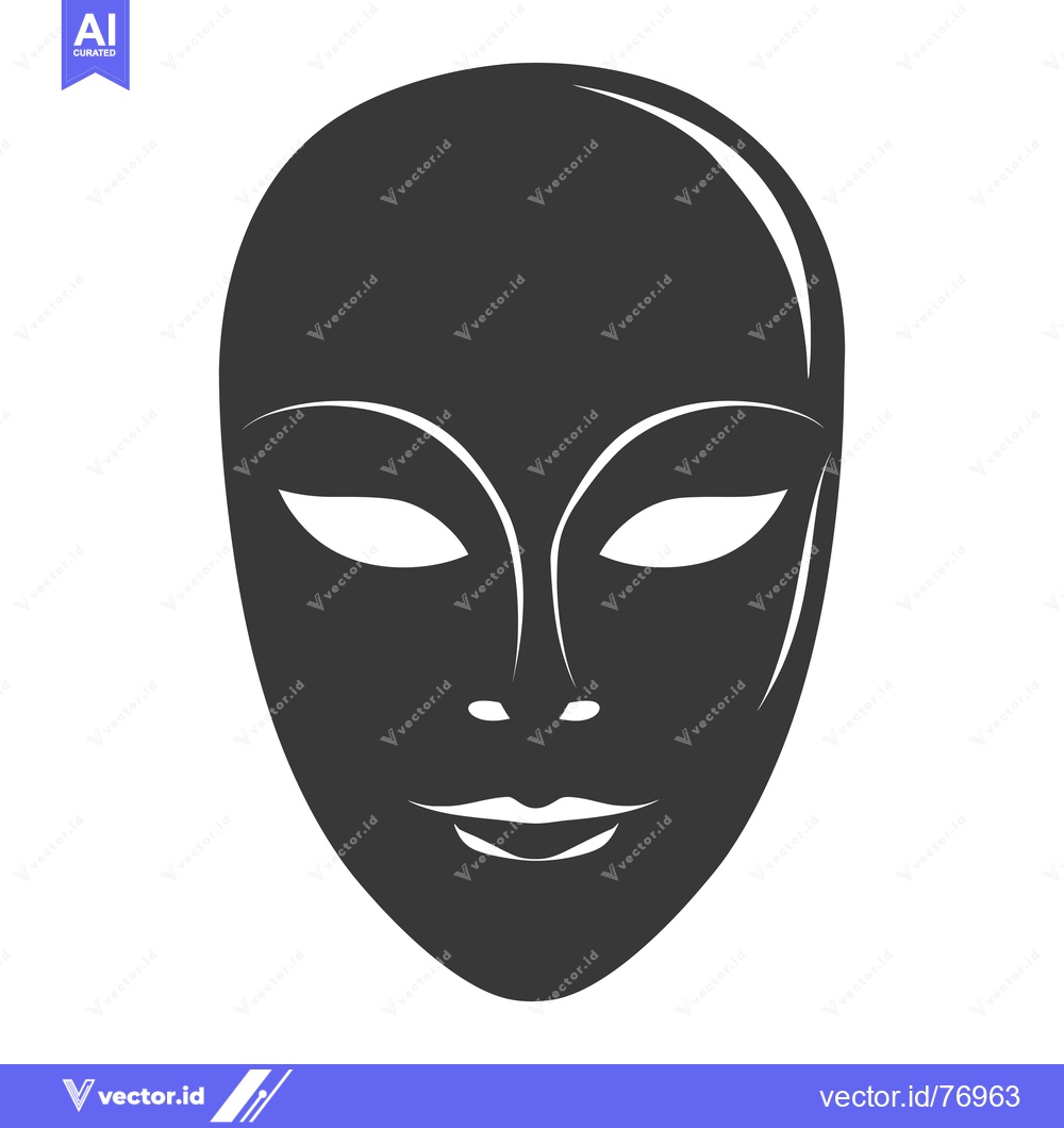 Premium Vector of A Black and White Illustration of a  Mask with a Smile