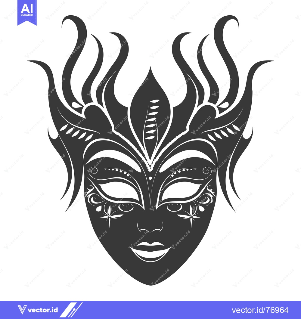 Premium Vector dari Black and White Ornamental Carnival Mask with Floral Motifs