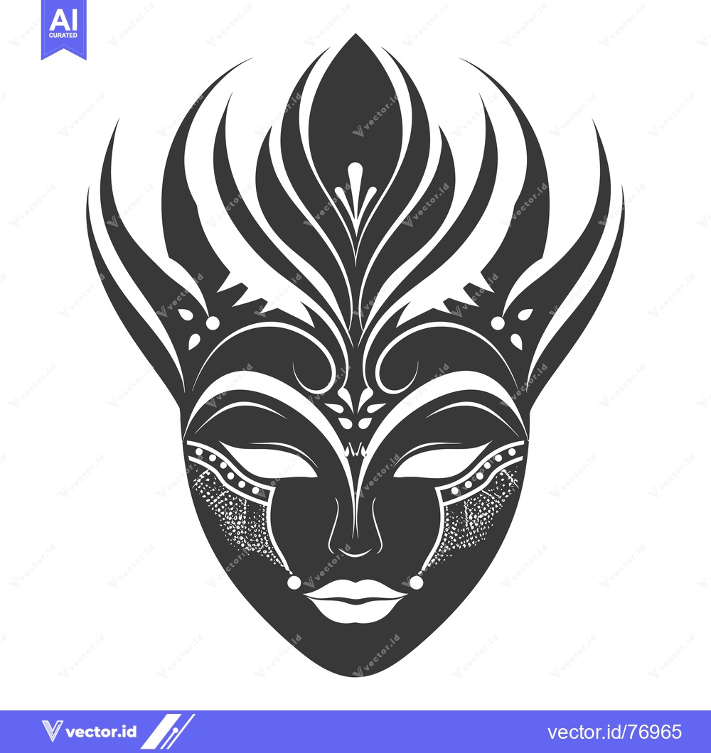 Premium Vector dari Ornate Black and White Carnival Mask with Intricate Detailing