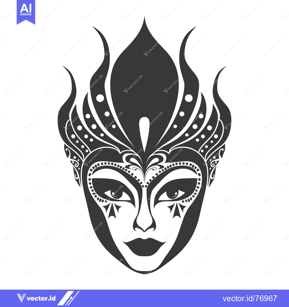 Premium Vector dari Ornate Black and White Venetian Carnival Mask