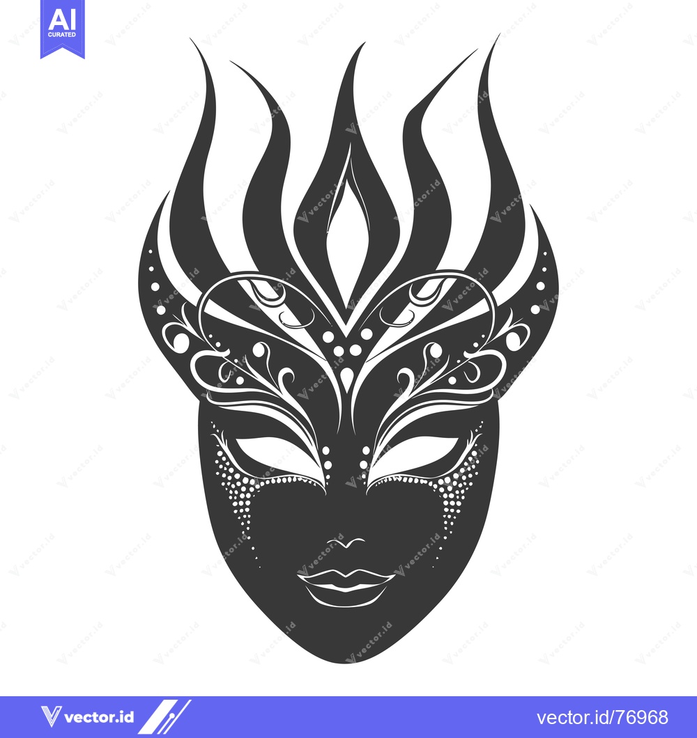 Premium Vector of Ornate Black and White Carnival Mask with Flamboyant Design