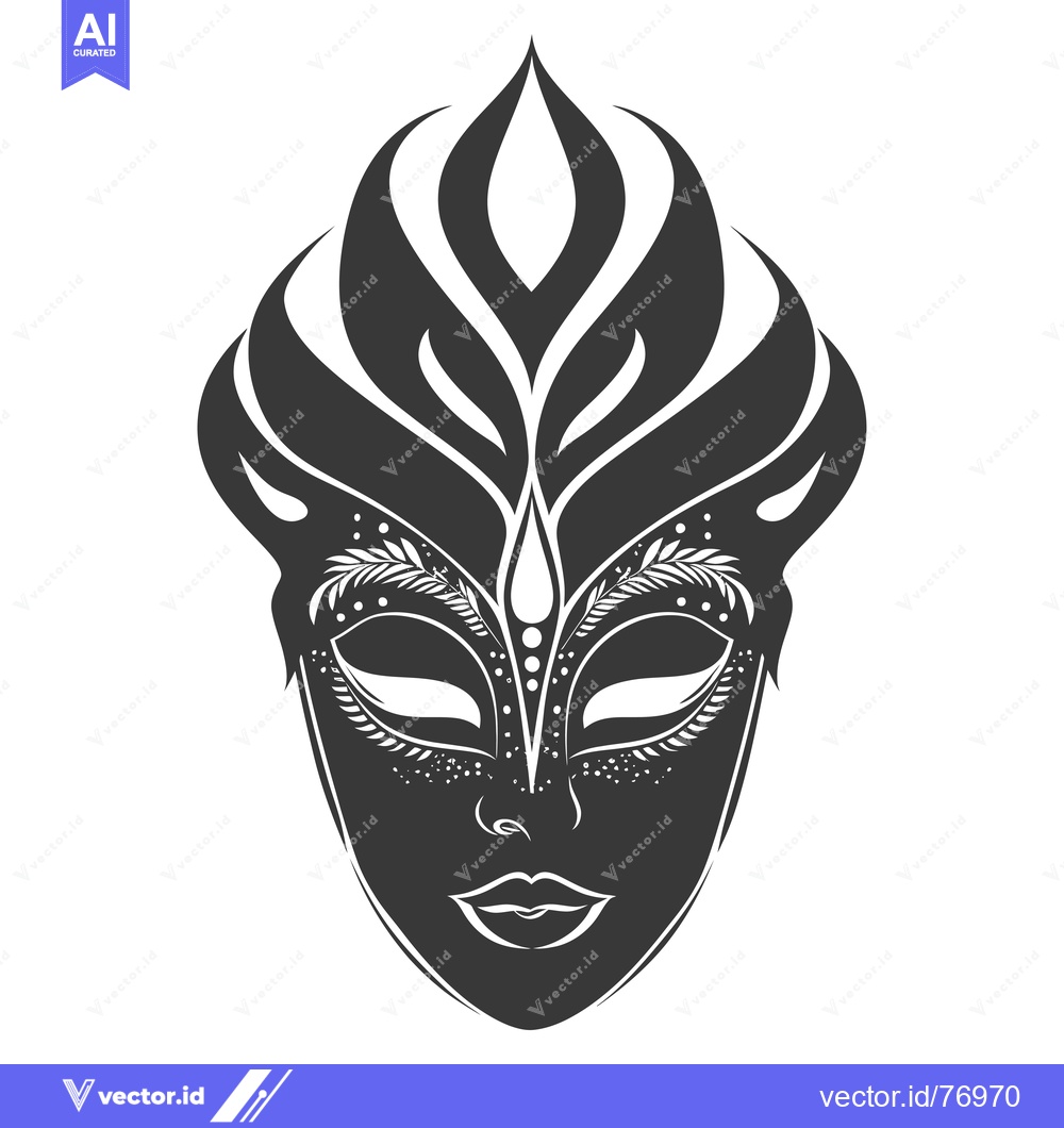Premium Vector dari Ornate Black and White Venetian Carnival Mask