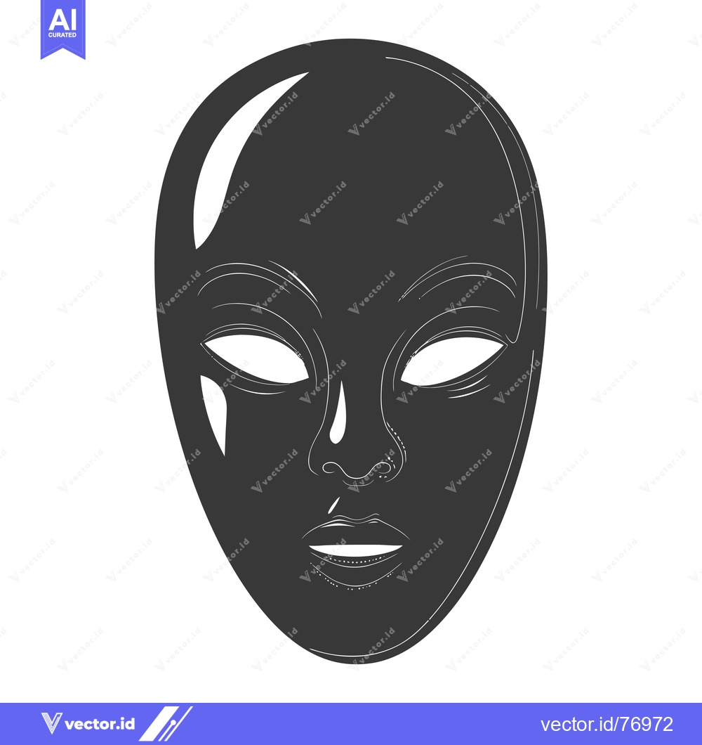 Premium Vector dari A Black and White Illustration of a Human Face Mask
