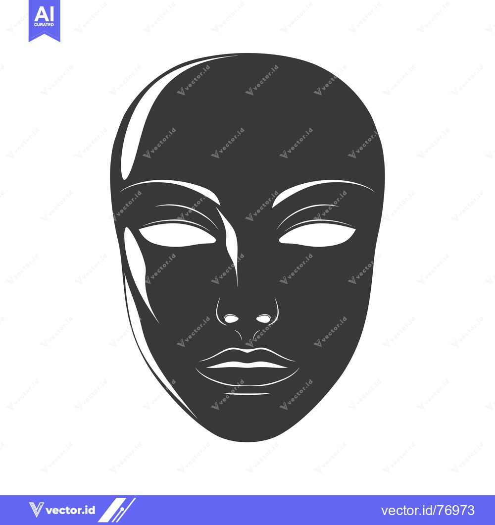 Premium Vector of Black and White Illustration of a Face Mask with White Eyes