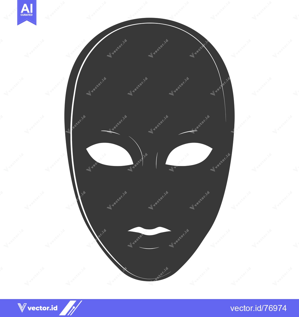Premium Vector dari A Black and White Illustration of a Simple Mask with White Eyes and Li