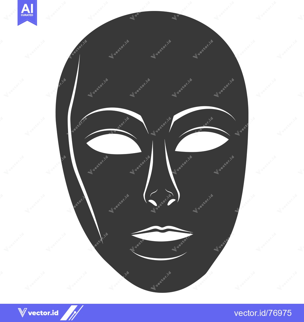 Premium Vector of A Black and White Illustration of a Mask with Defined Features