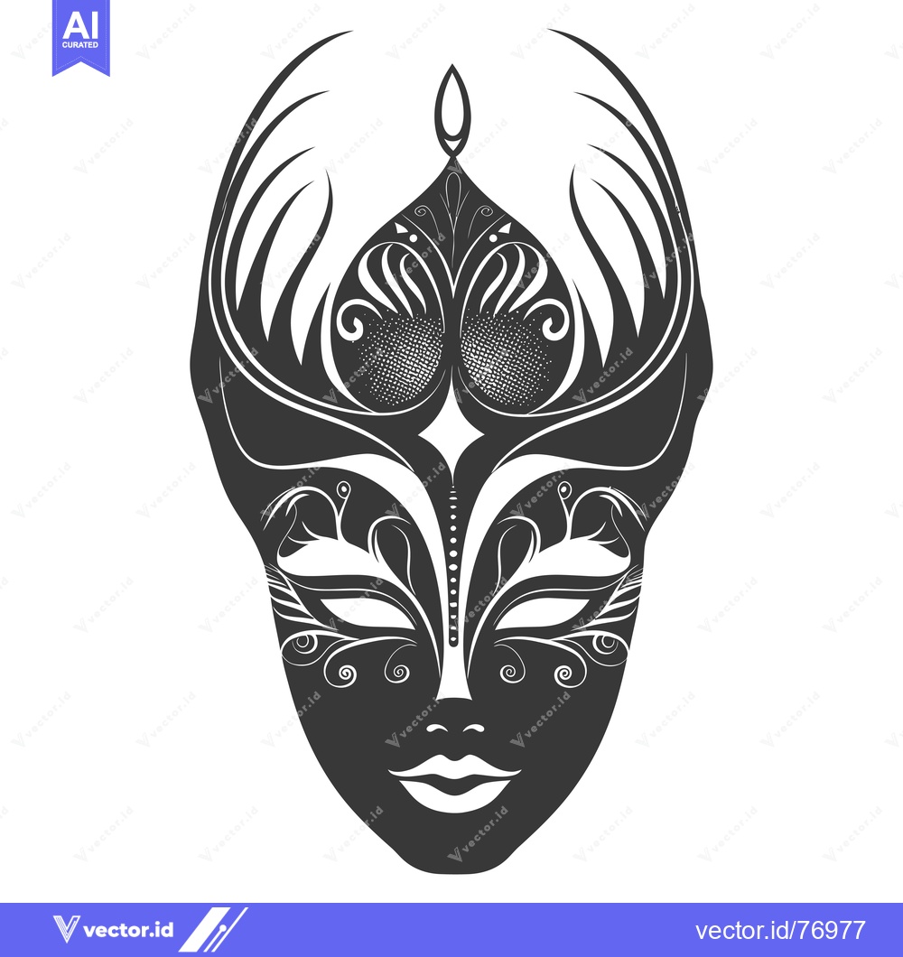 Premium Vector dari Ornate Black and White Venetian Carnival Mask