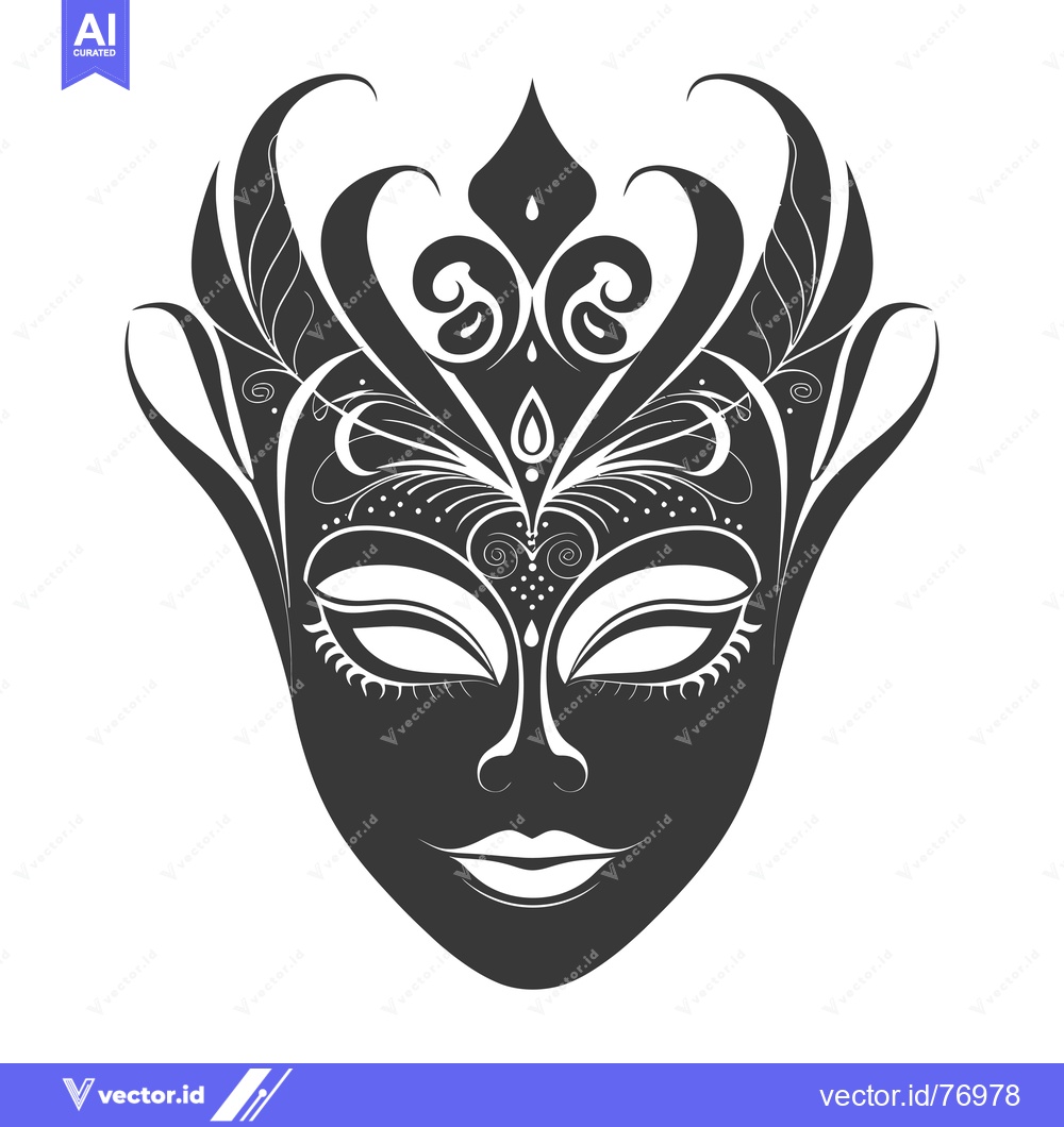Premium Vector of Black and White Ornate Venetian Carnival Mask