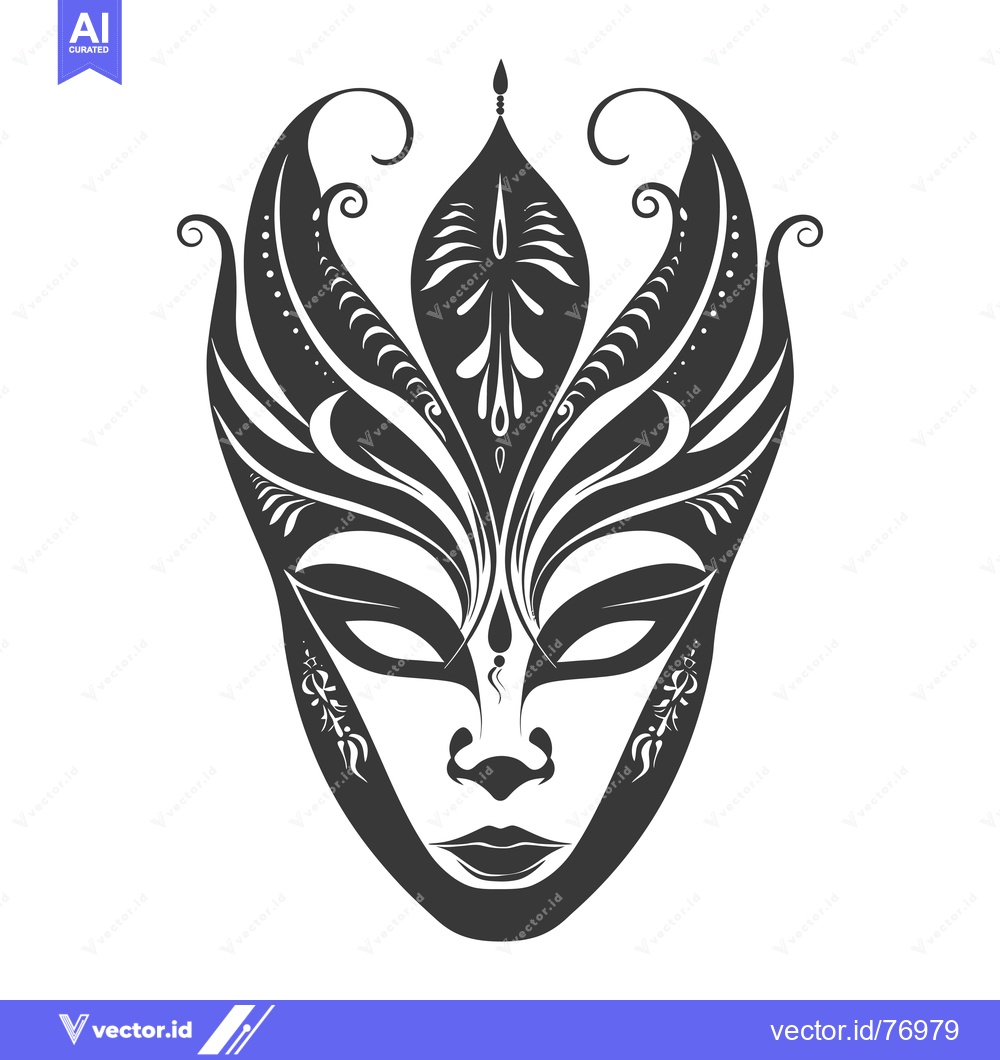 Premium Vector dari Ornate Black and White Mask with Floral Design