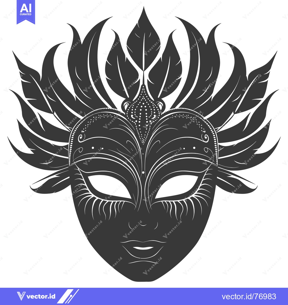 Premium Vector of Black and White Feathered Venetian Carnival Mask