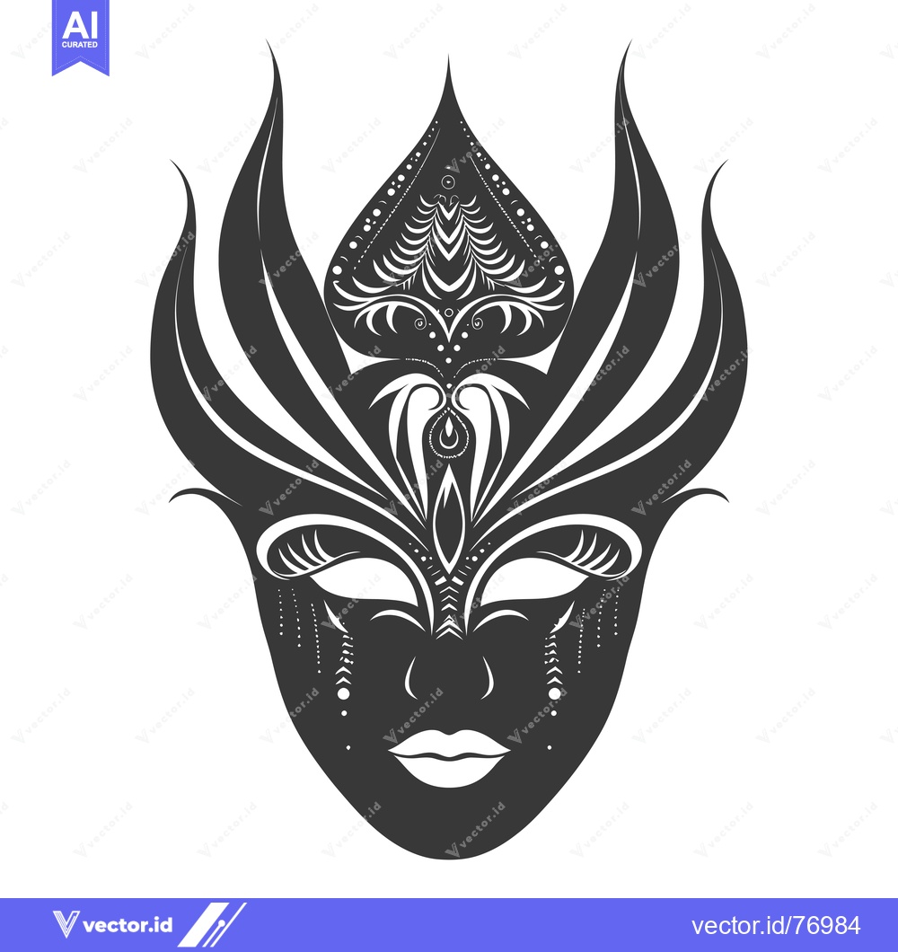 Premium Vector of Ornate Black and White Mask with Detailed Floral Designs
