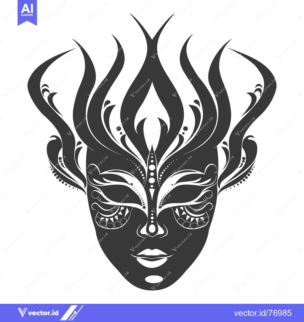 Premium Vector dari Ornamental Black and White Mask with Floral Details