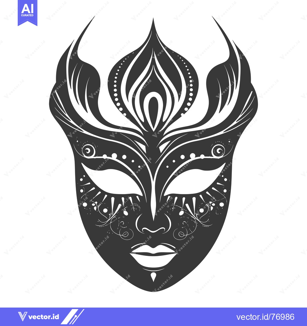 Premium Vector of Black and White Ornate Venetian Mask