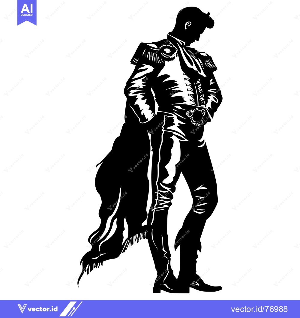 Premium Vector dari Silhouette of a Spanish Matador in a Traditional Costume