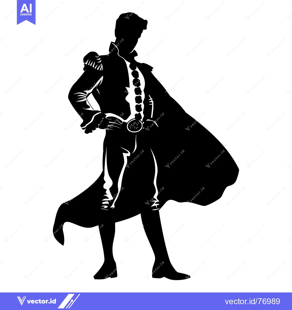 Premium Vector of Silhouette of a man wearing a cape and a jacket with a belt