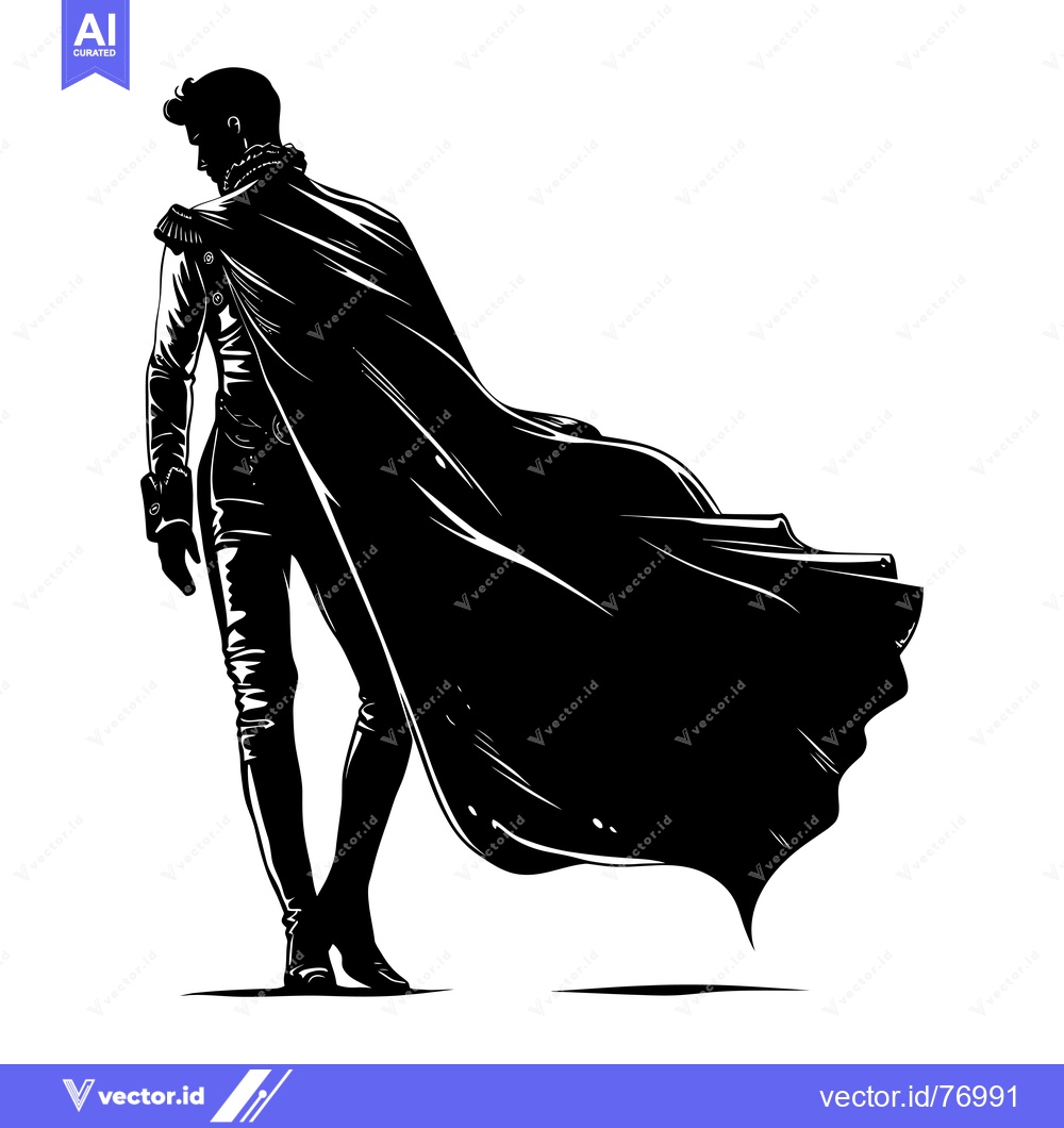 Premium Vector of Silhouette of a Man Wearing a Cape and Formal Attire