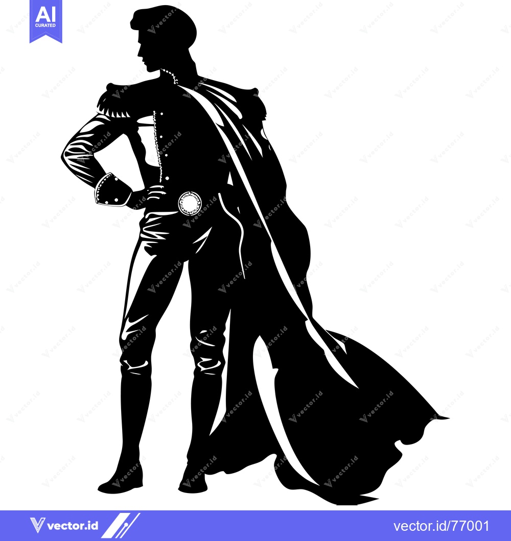 Premium Vector dari Silhouette of a Man in a Cape and Uniform