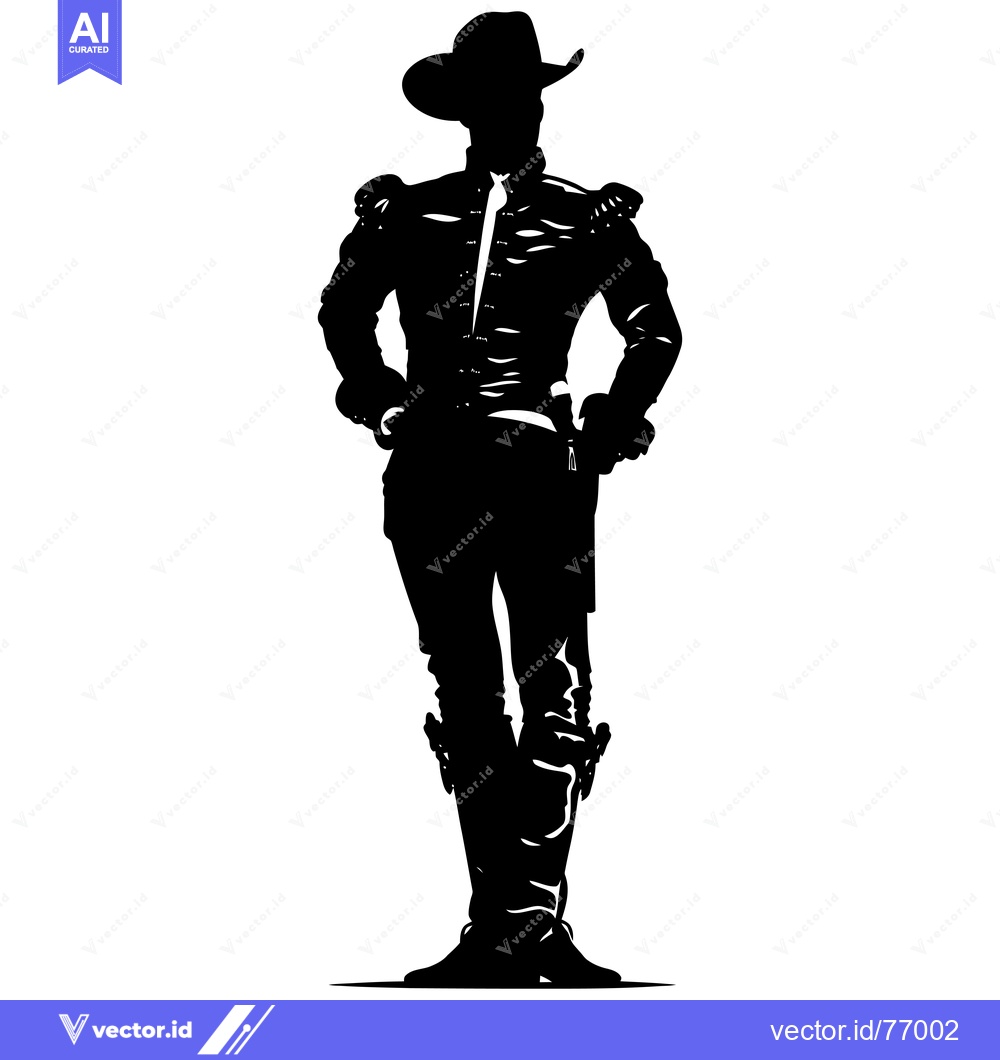 Premium Vector of Silhouette of a Man in a Cowboy Hat and Formal Attire