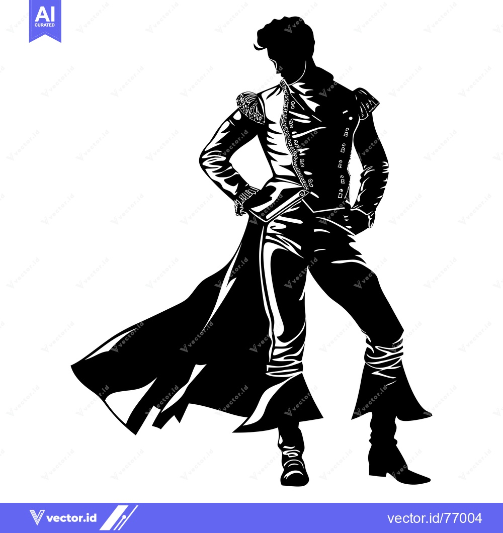 Premium Vector dari Silhouette of a Man in a Long Coat and Boots