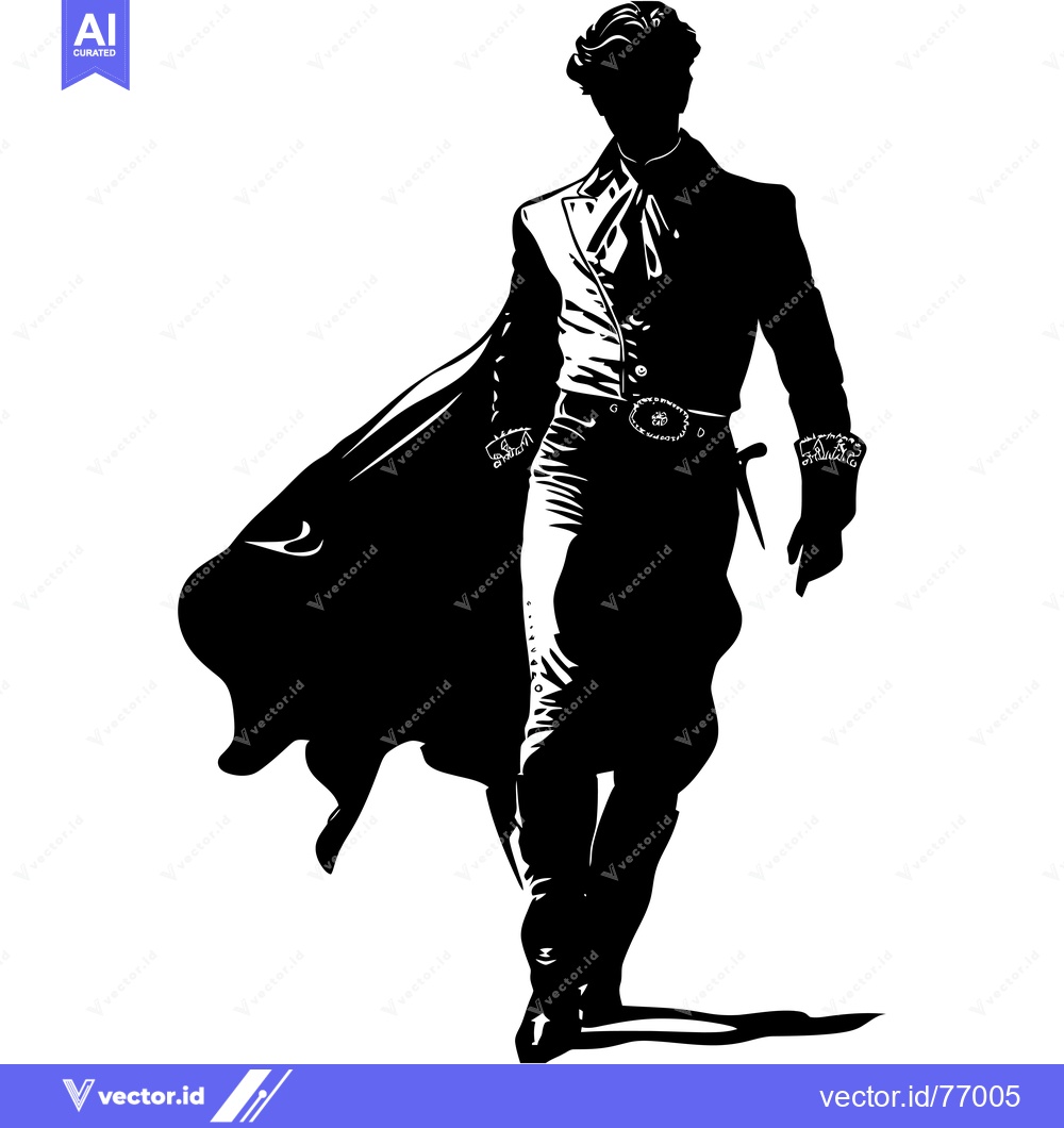 Premium Vector dari Silhouette of a Man in a Long Coat and Hat