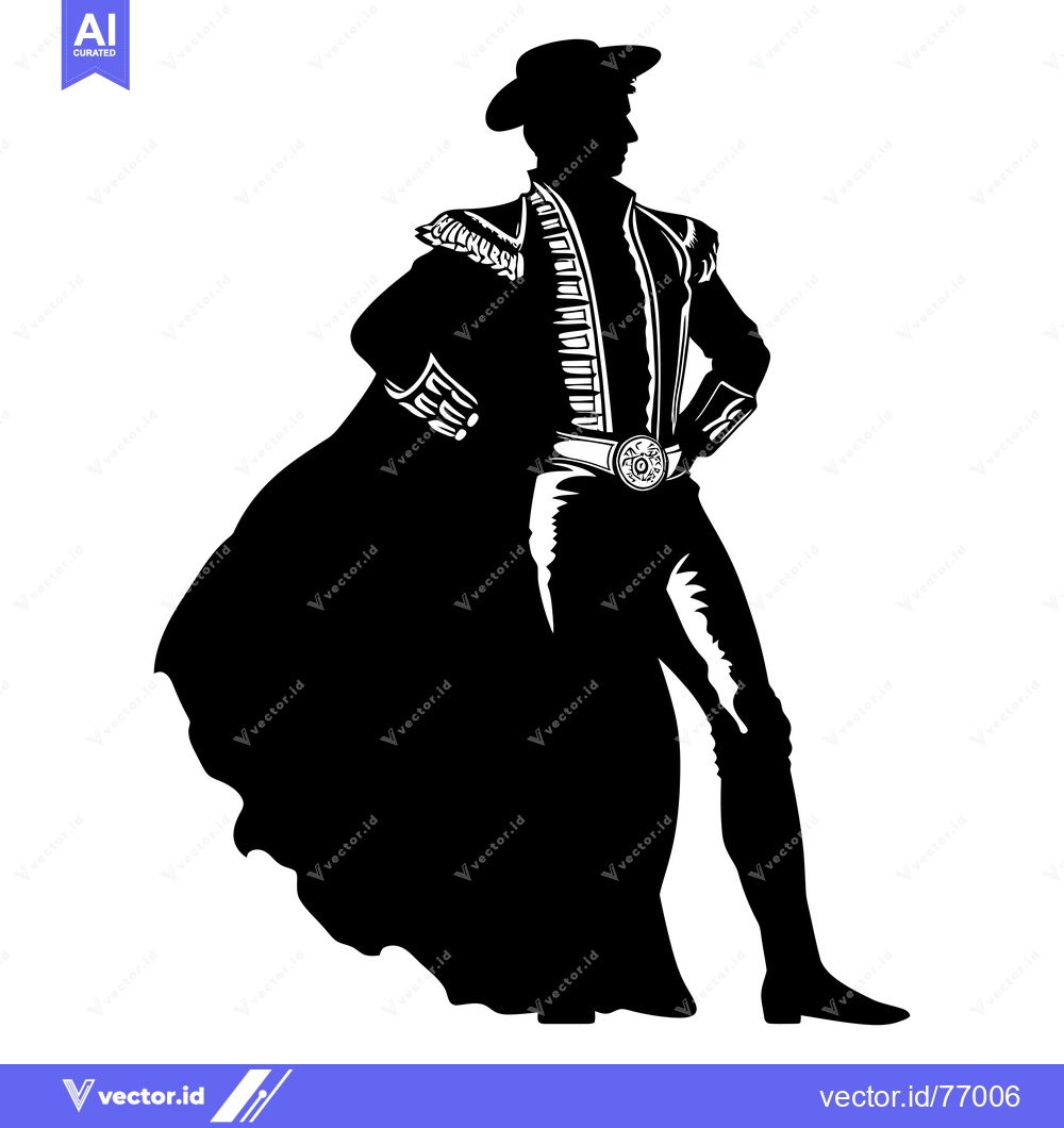 Premium Vector of Silhouette of a Bullfighter in Traditional Costume