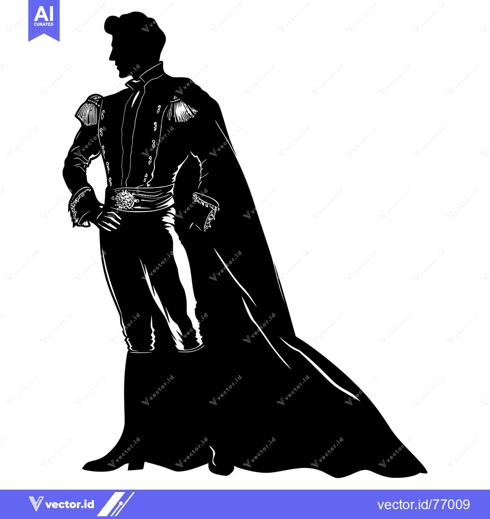 Premium Vector dari Silhouette of a Man in a Formal Outfit and a Long Cape