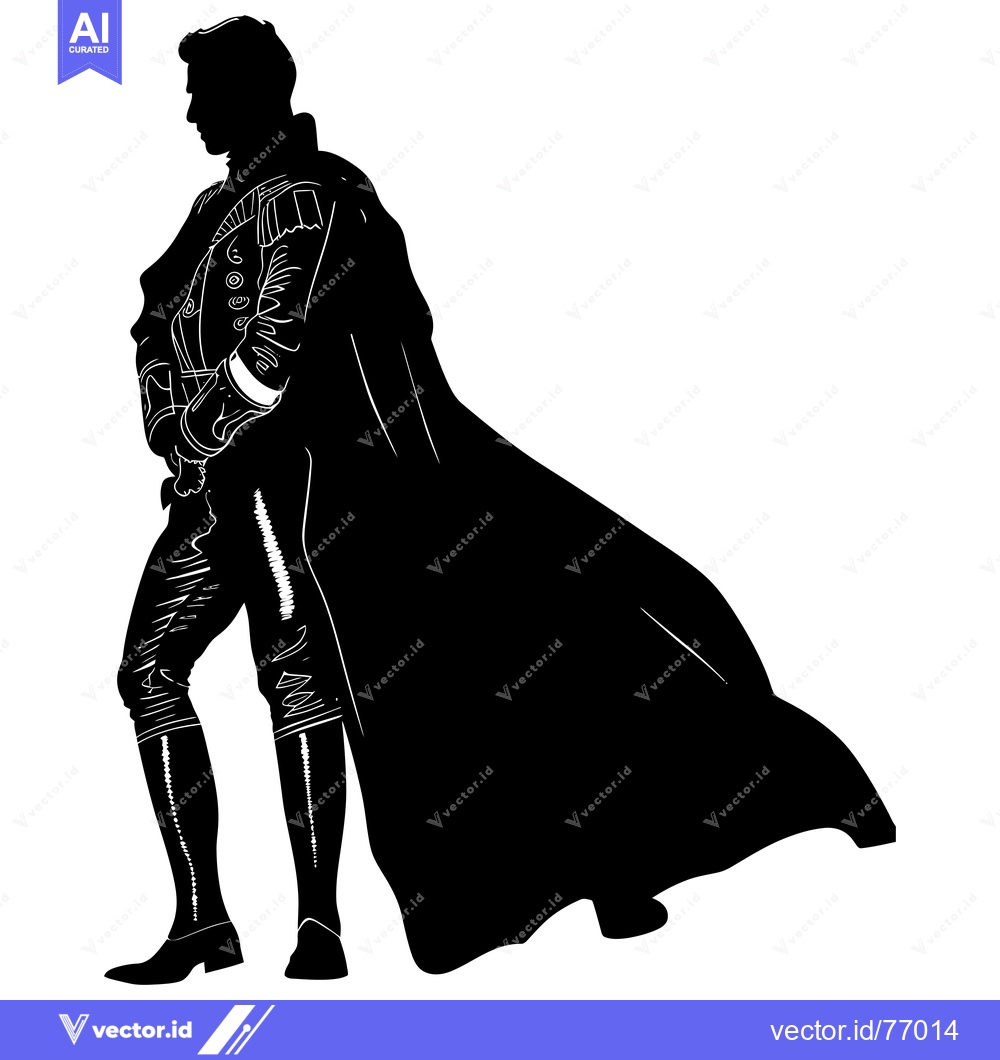 Premium Vector of Silhouette of a Man in a Cape and Formal Attire