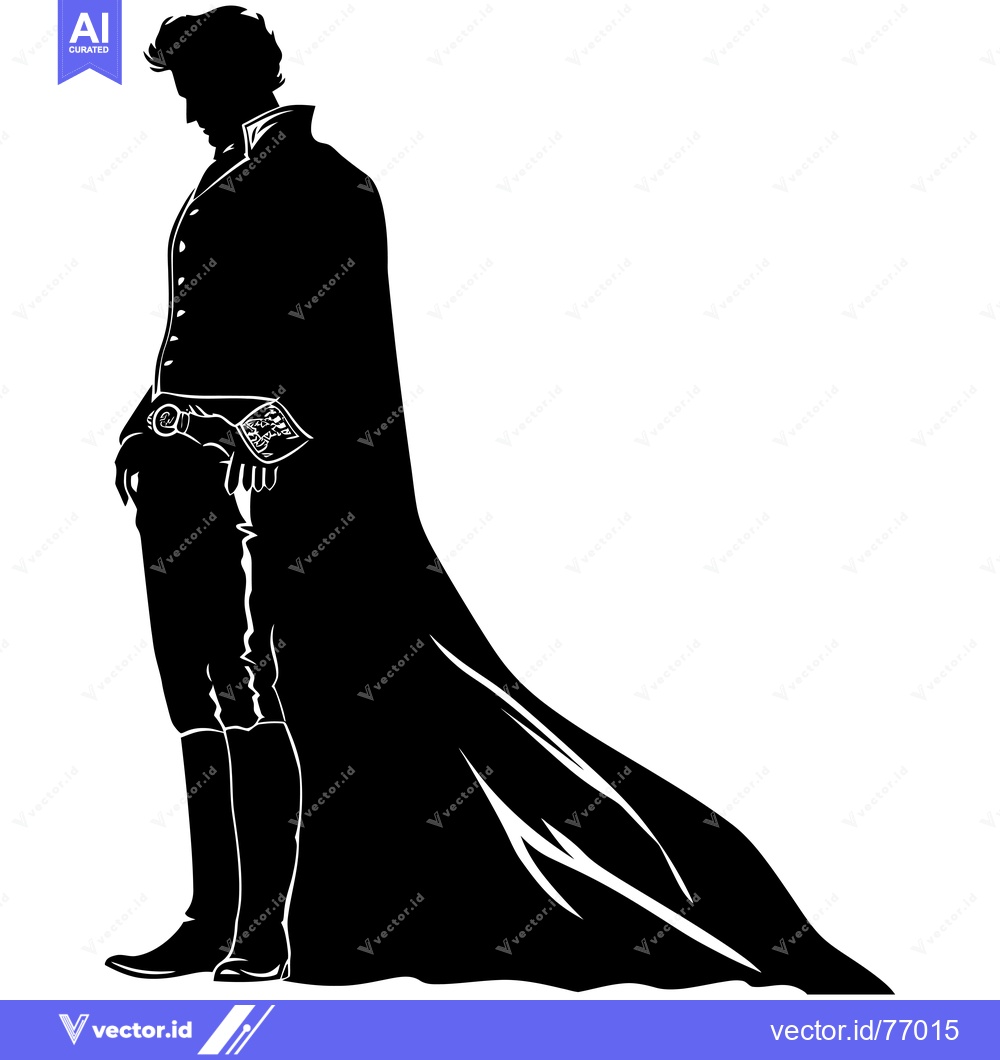 Premium Vector of Silhouette of a man wearing a coat and cape