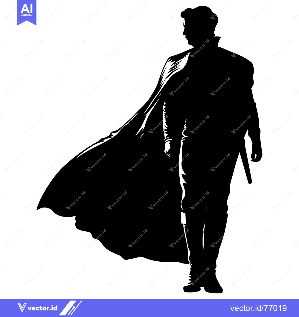Premium Vector of Silhouette of a Man in a Cape